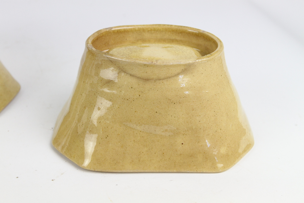 3 Yellow Ware Octogon Molds w/Grape Deisgn