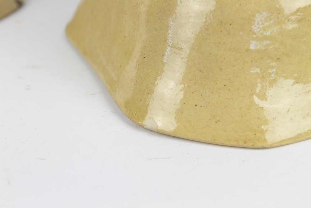 3 Yellow Ware Octogon Molds w/Grape Deisgn