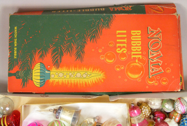 Noma Bubble-Lites and Variety of Vintage Christmas Ornaments