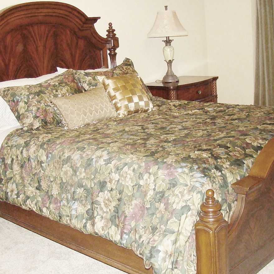 Cherry burled wood Queen size bed