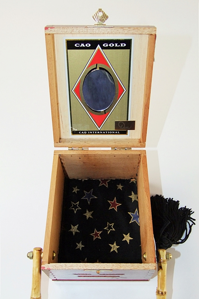 Handmade wooden cigar box purse with bamboo handle 