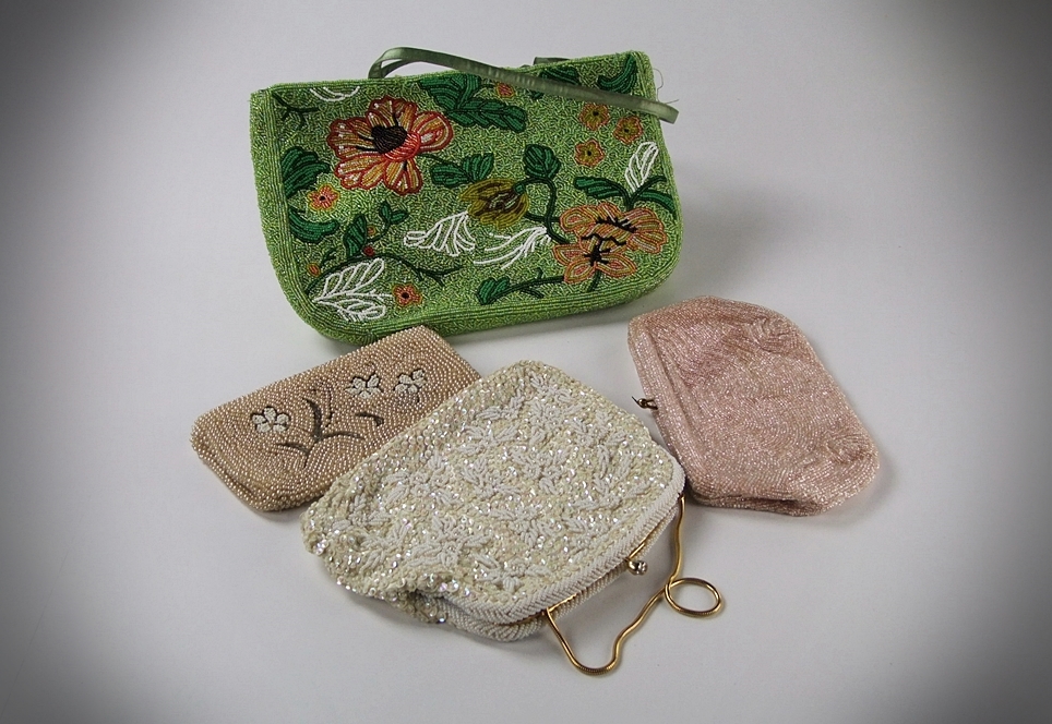 Group of (4) hand beaded handbags 
