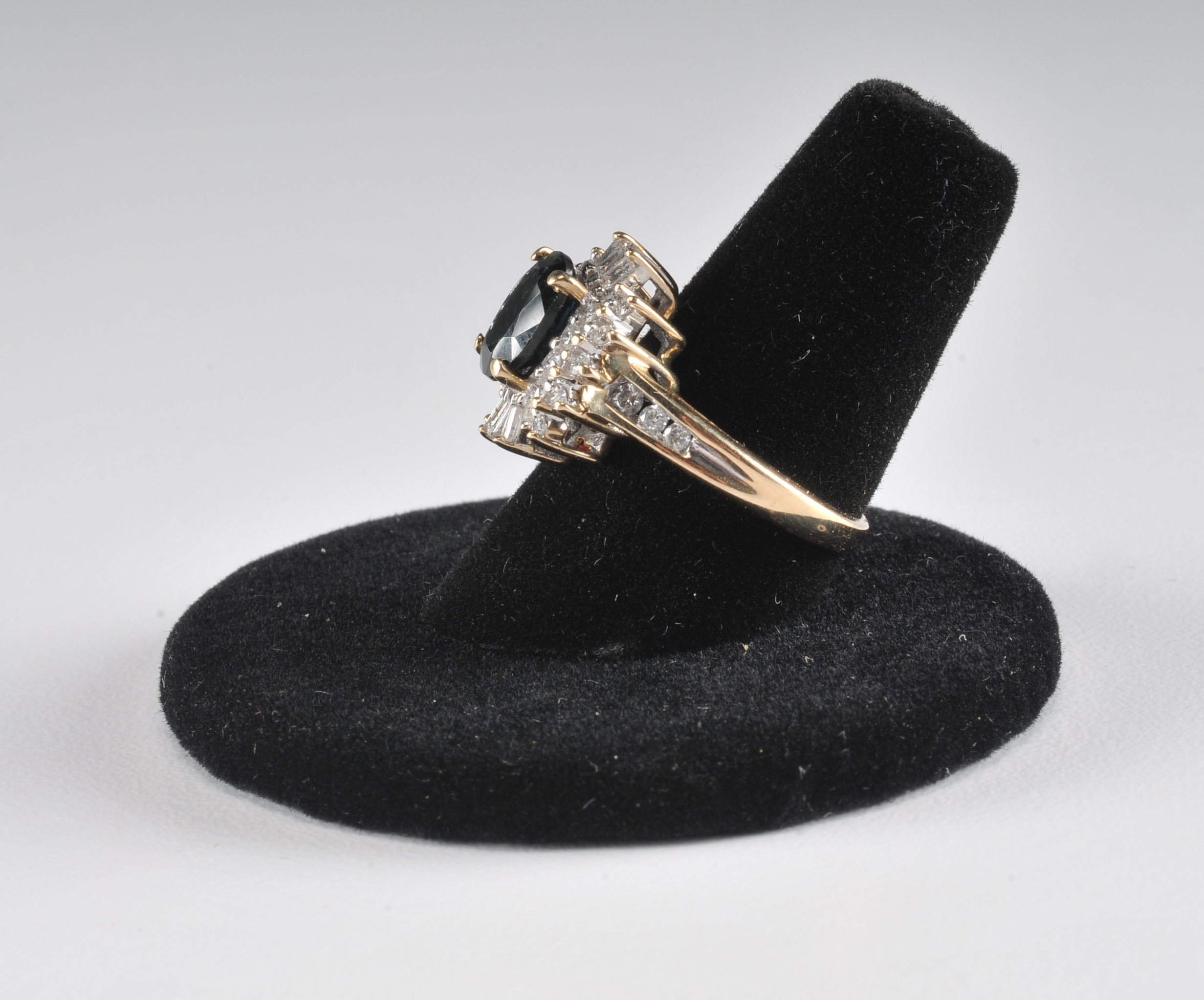 Ladies 14 K Sapphire and diamond two tone ring with matching earrings