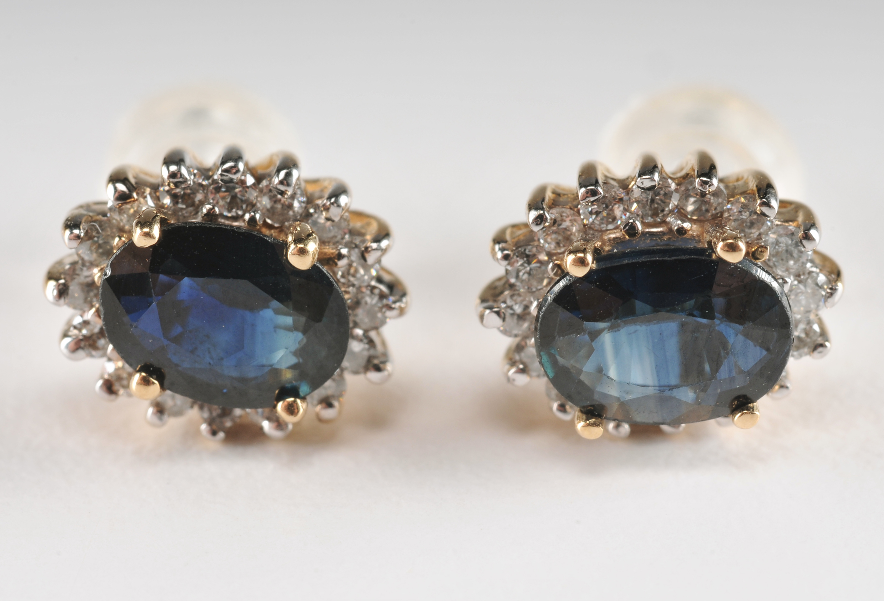 Ladies 14 K Sapphire and diamond two tone ring with matching earrings