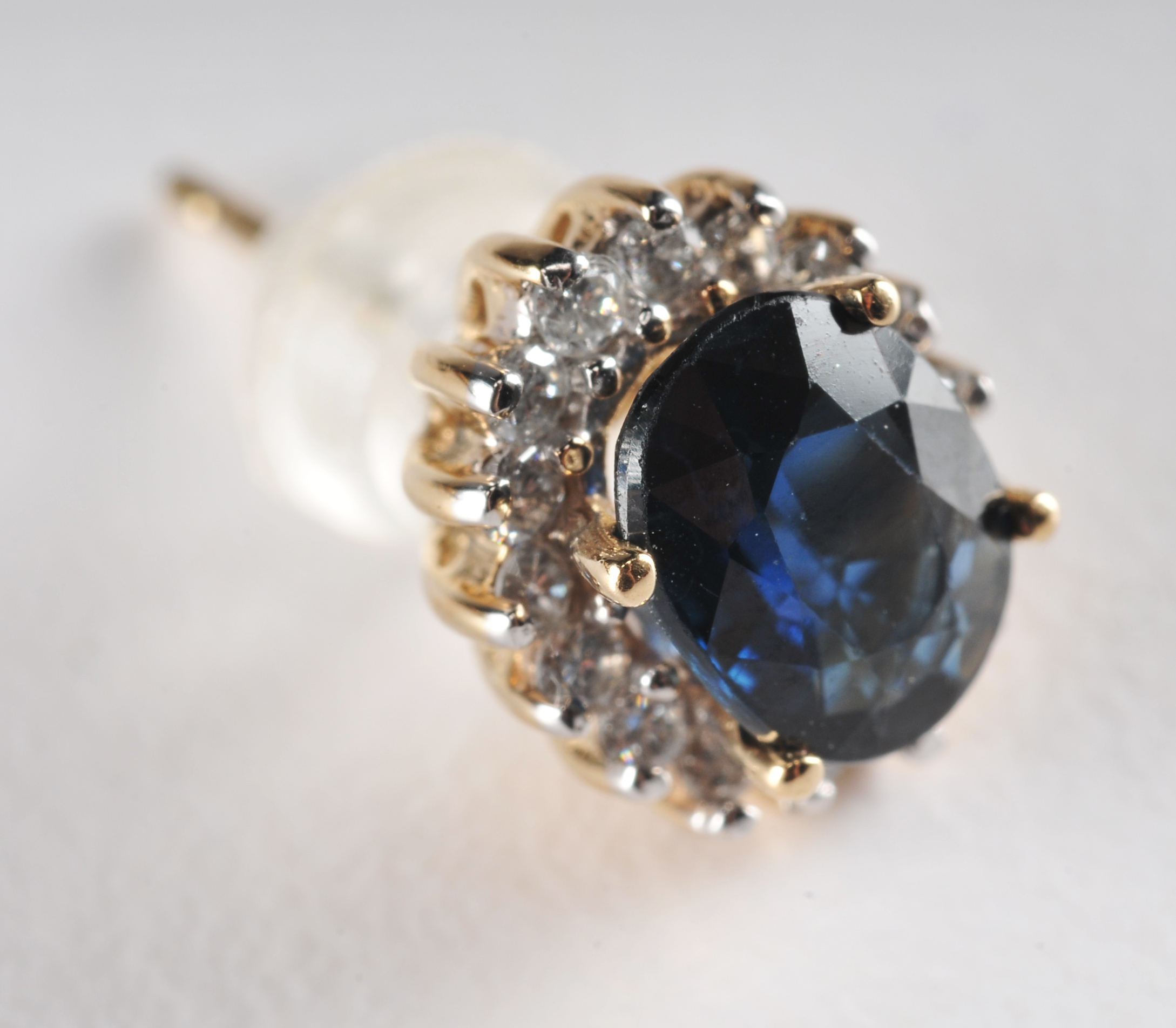 Ladies 14 K Sapphire and diamond two tone ring with matching earrings