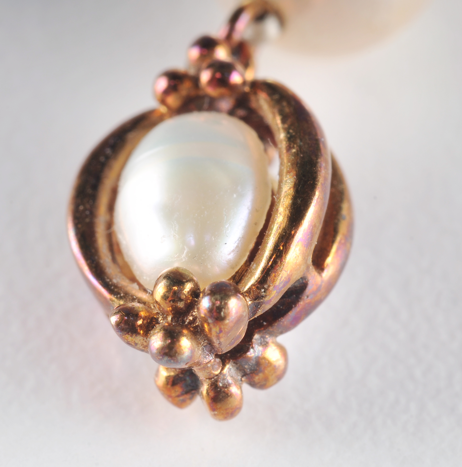 Strand of (39) genuine double knotted pearls and freshwater pearl ring