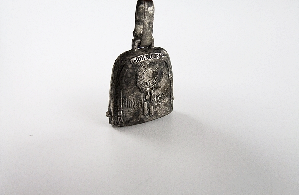 Sterling Birth Record rattle and pillbox