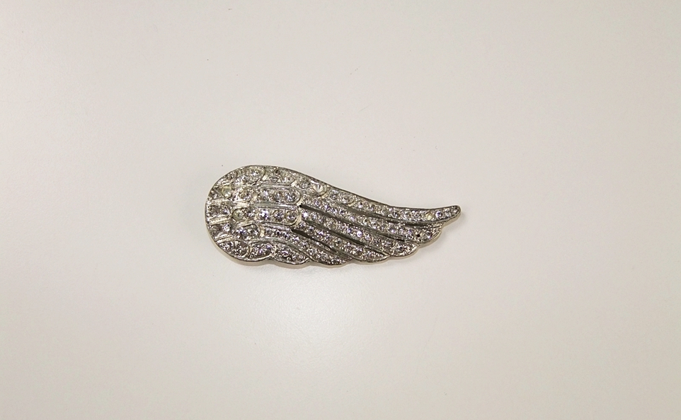  Art Deco "Angel Wing" rhinestone fur clip 