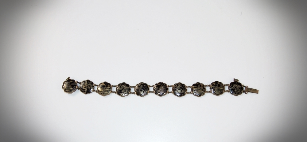 Japanese black enameled on copper bracelet