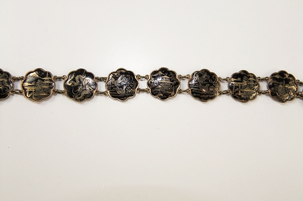 Japanese black enameled on copper bracelet