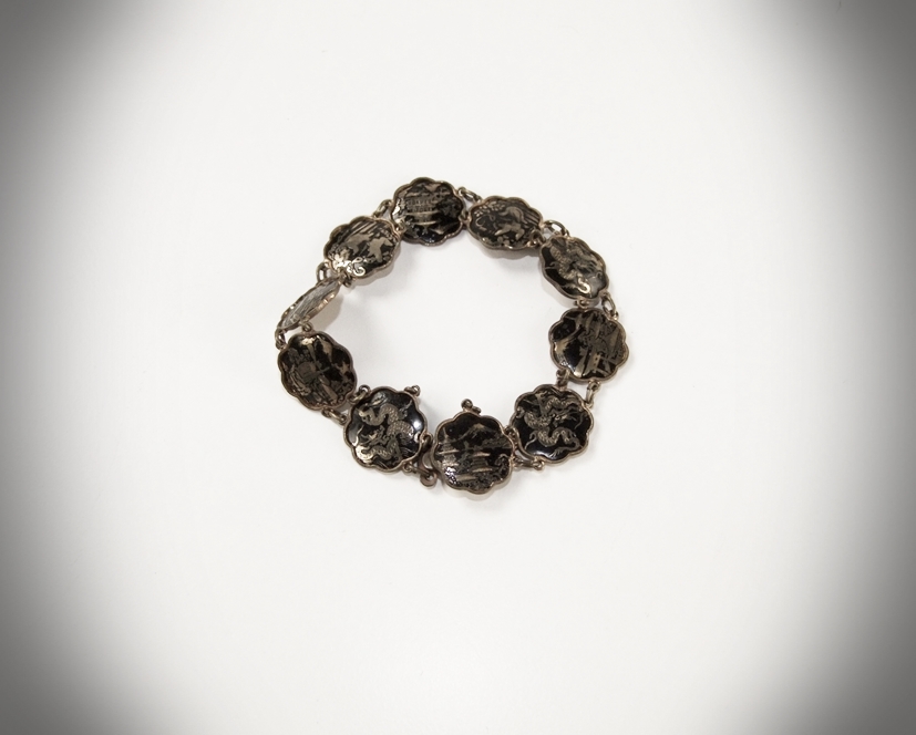 Japanese black enameled on copper bracelet