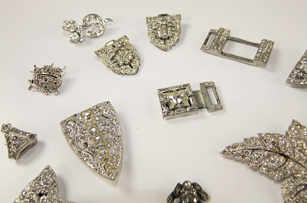 Collection of early 20th Century Art Deco rhinestone jewelry and accessories