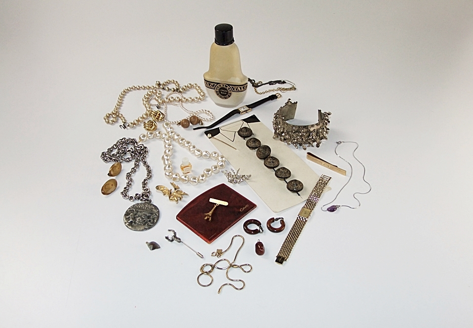 Collection of vintage jewelry including an HT 1964 Longines Ladies Swiss made watch