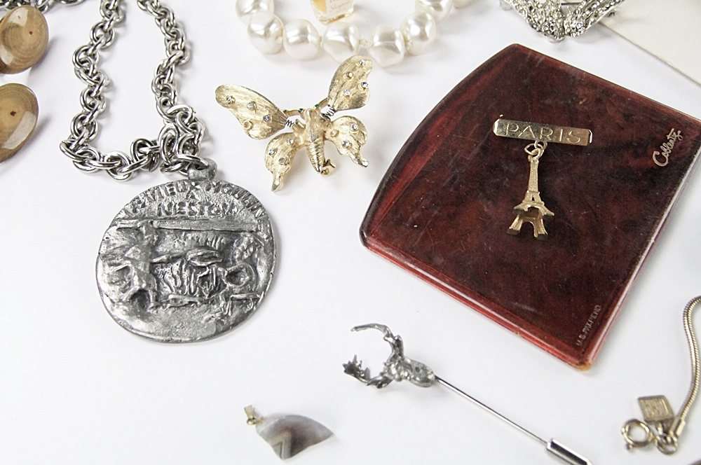 Collection of vintage jewelry including an HT 1964 Longines Ladies Swiss made watch