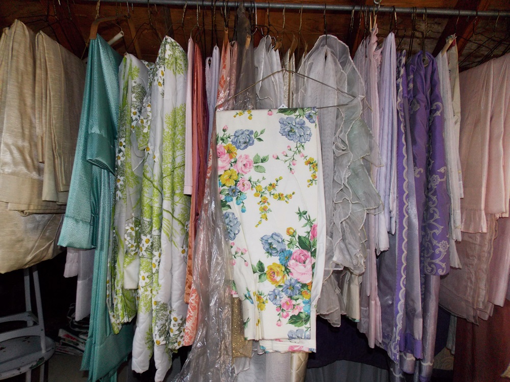 A vast array of Vintage Drapes and Bedspreads