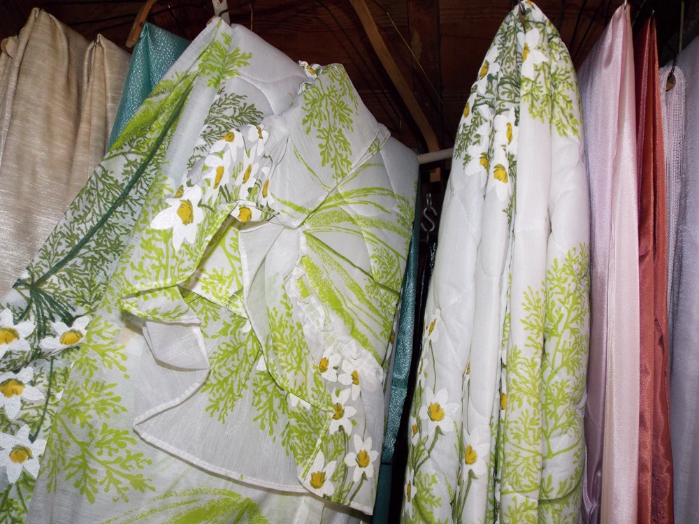 A vast array of Vintage Drapes and Bedspreads