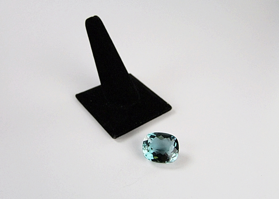 Loose cushion cushion cut teal green hued quartz gemstone