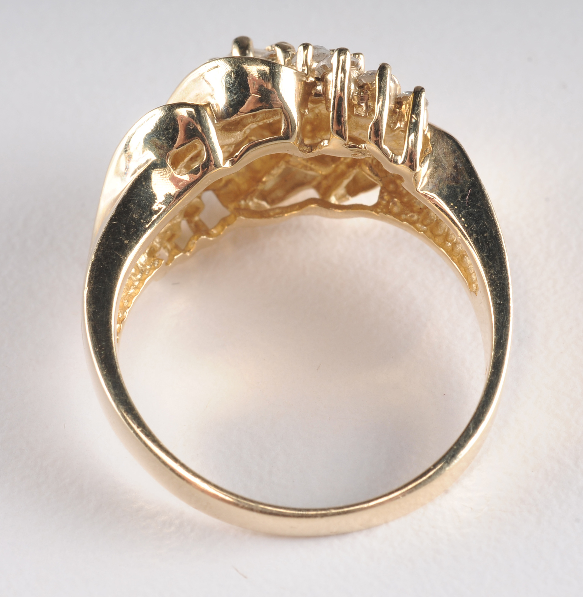 Ladies 14 K yellow gold and diamond cocktail ring 