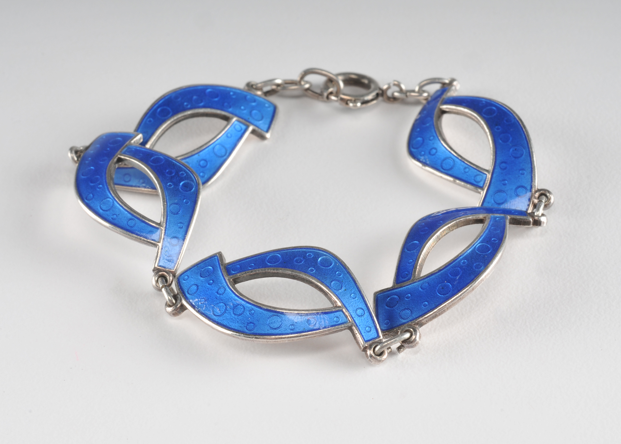 Mid Century Norwegian enameled link bracelet 