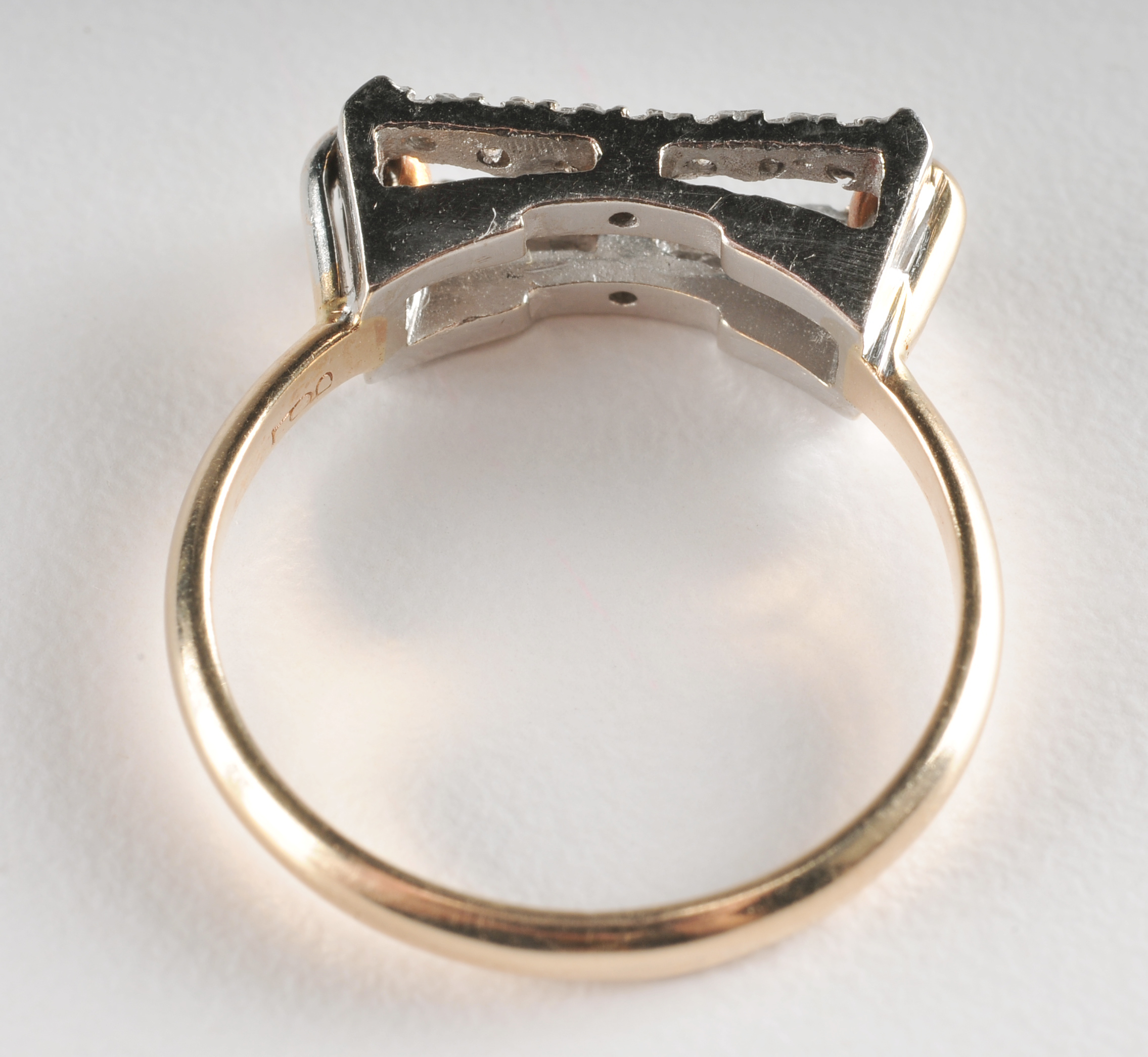 Ladies 14 K two tone gold and diamond ring