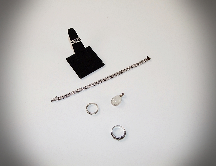 Collection of sterling silver jewelry