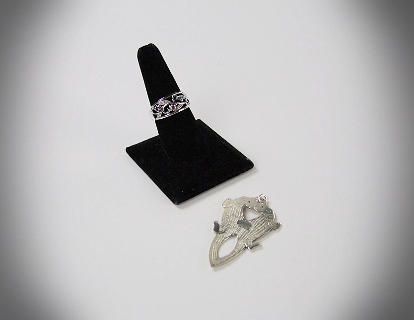 G. Cloyed engraved sterling silver pendant and Ladies sterling ring 