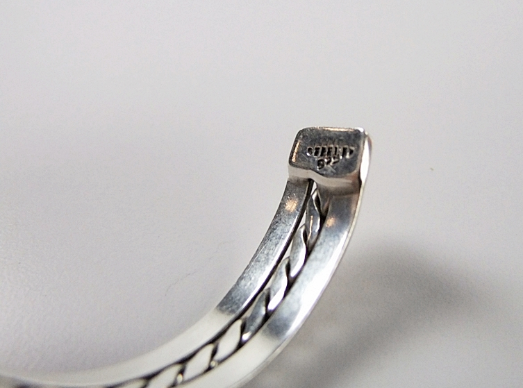  Heavy sterling silver cuff bracelet and wide sterling band