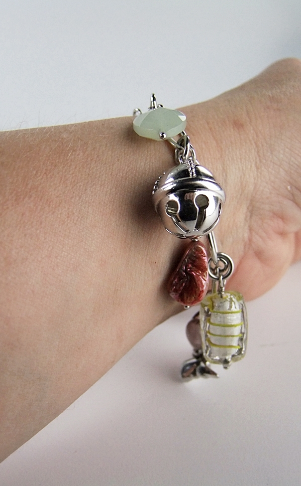 Sterling silver charm bracelet and sterling silver frog charm