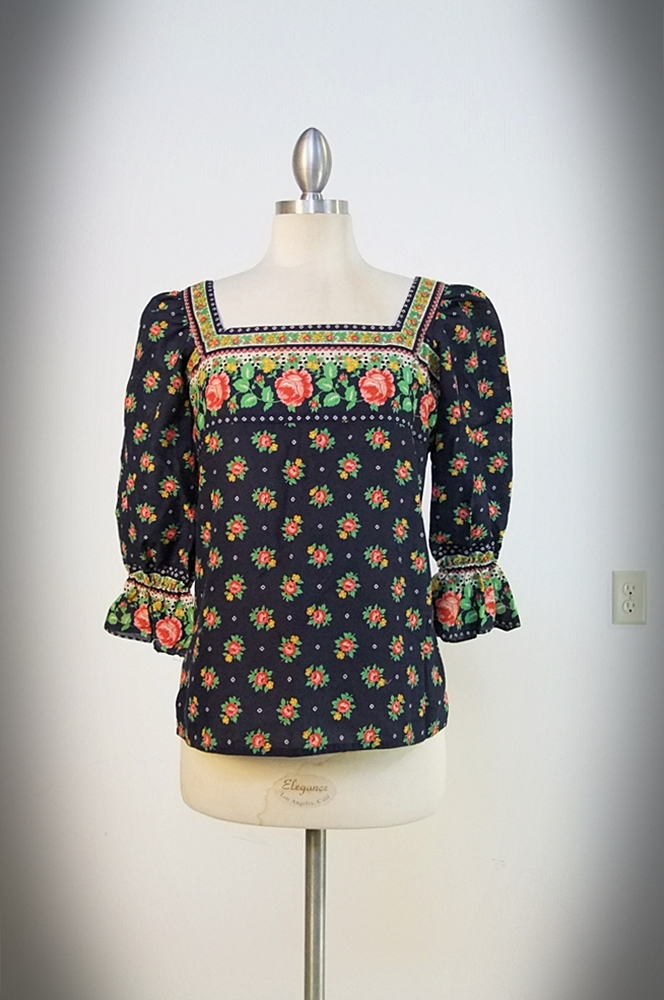 1970's vintage Oscar de la Renta II screen print blouse