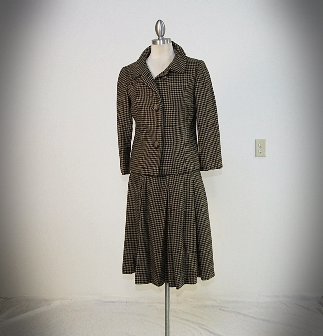 Vintage Bill Blass for Maurice Rentner brown wool jacket and skirt