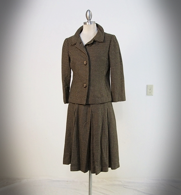 Vintage Bill Blass for Maurice Rentner brown wool jacket and skirt