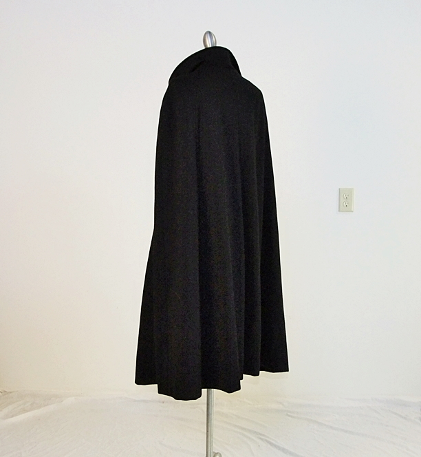 60's Vintage black polyester cape 