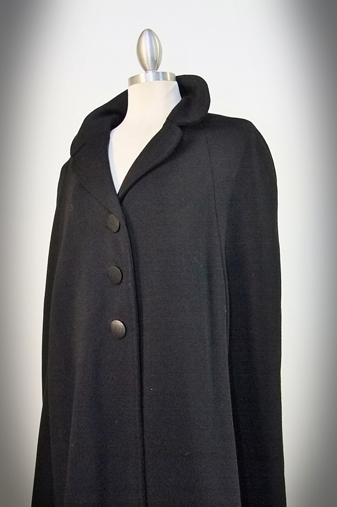 60's Vintage black polyester cape 