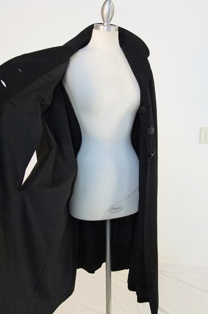 60's Vintage black polyester cape 