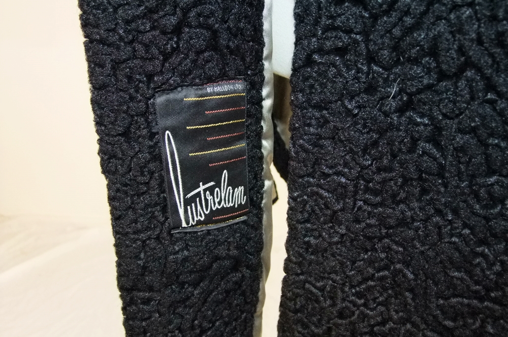  60's black faux fur lamb's wool coat