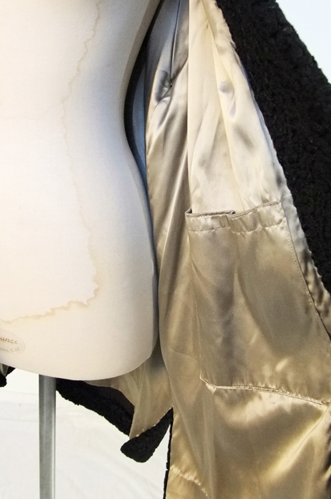  60's black faux fur lamb's wool coat