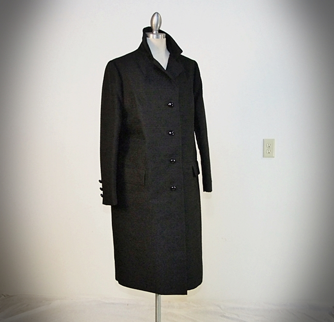 60"s vintage black nylon textured coat 