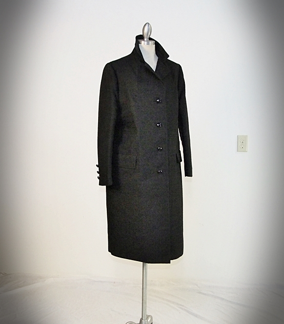 60"s vintage black nylon textured coat 