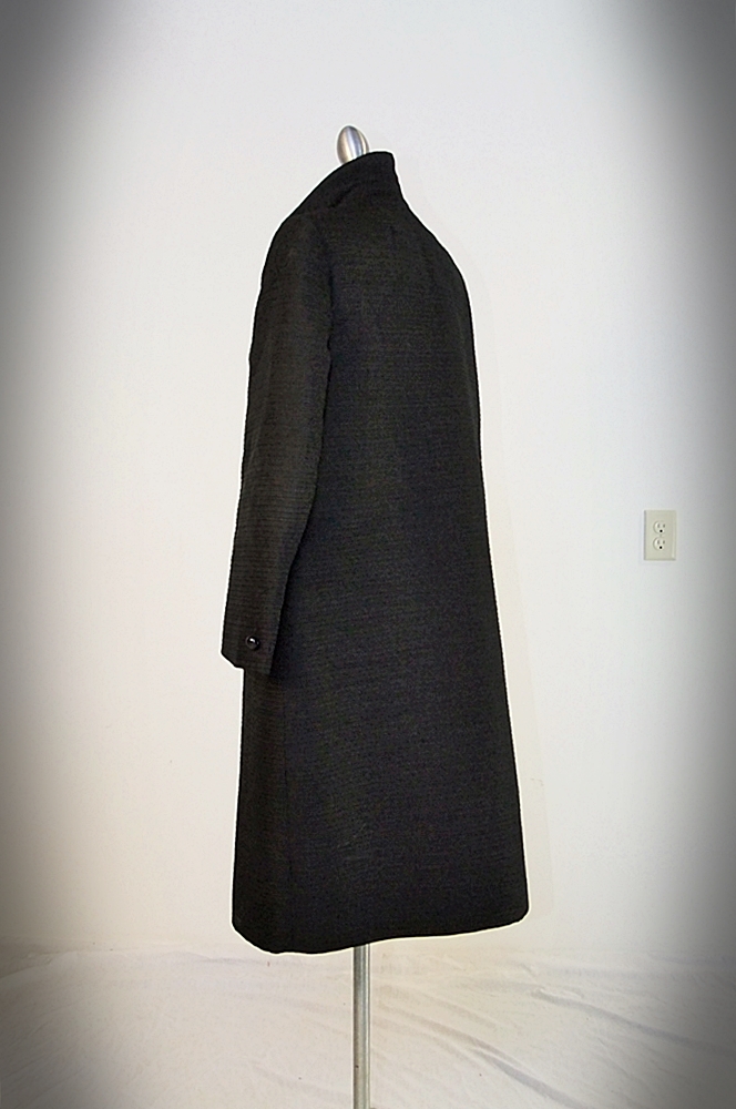 60"s vintage black nylon textured coat 