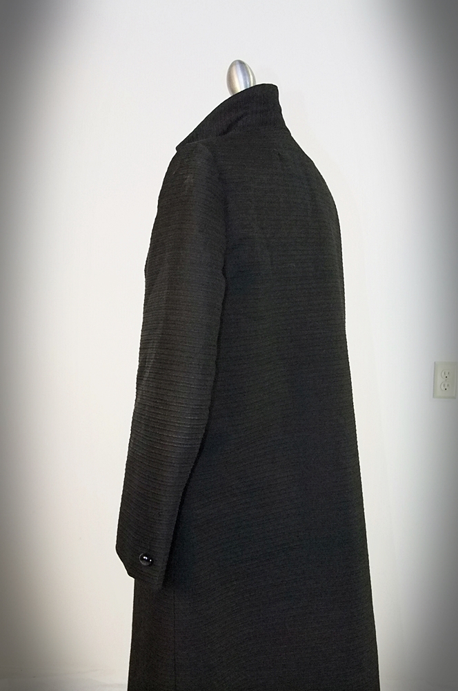 60"s vintage black nylon textured coat 
