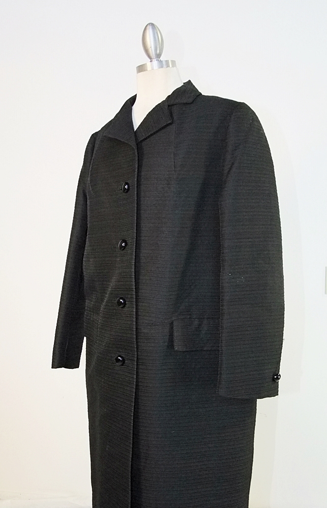 60"s vintage black nylon textured coat 