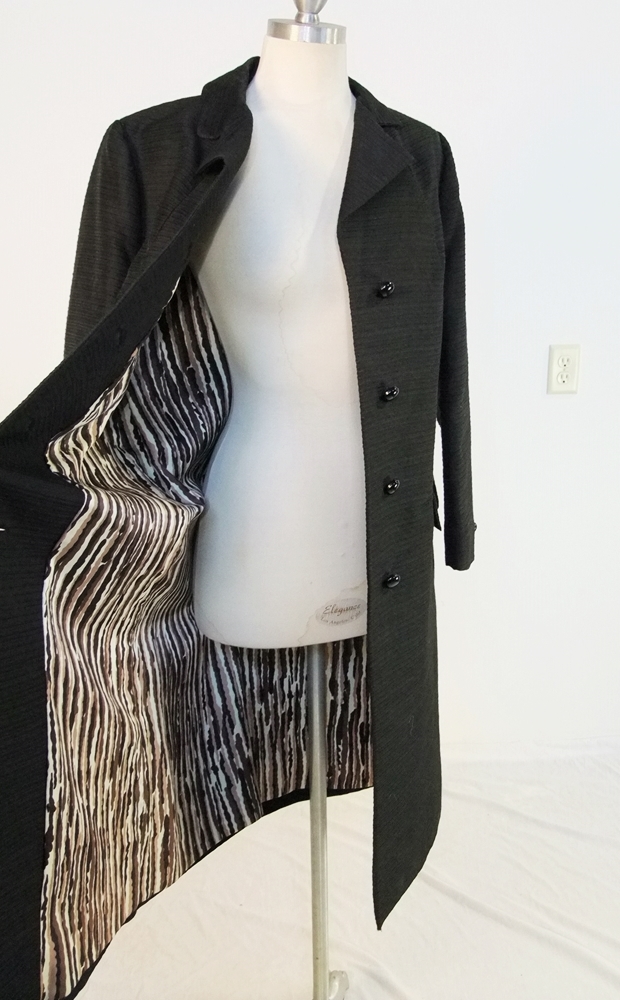 60"s vintage black nylon textured coat 