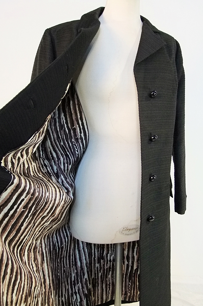 60"s vintage black nylon textured coat 