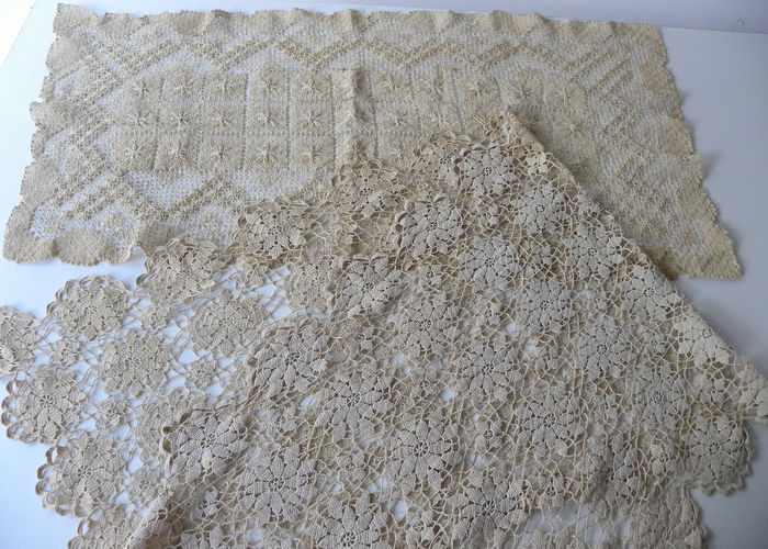 Two Vintage Lace Tabletop Runners