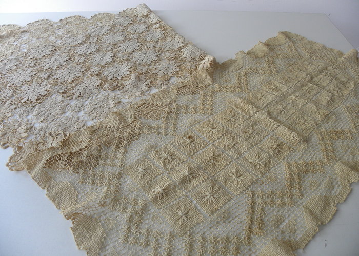 Two Vintage Lace Tabletop Runners