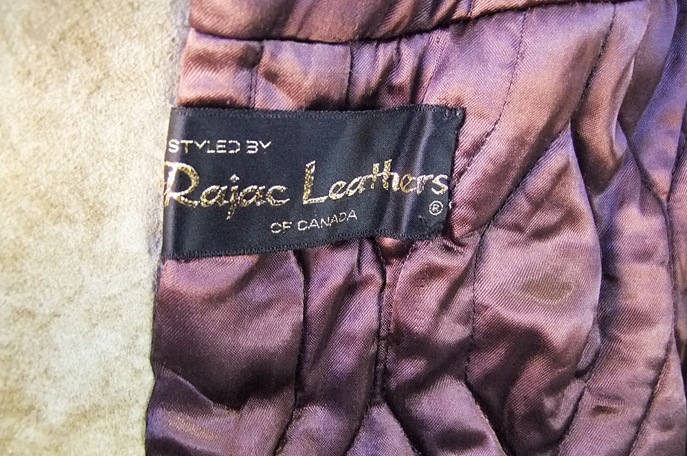  70's vintage rugged suede coat trimmed with genuine beaver fur 