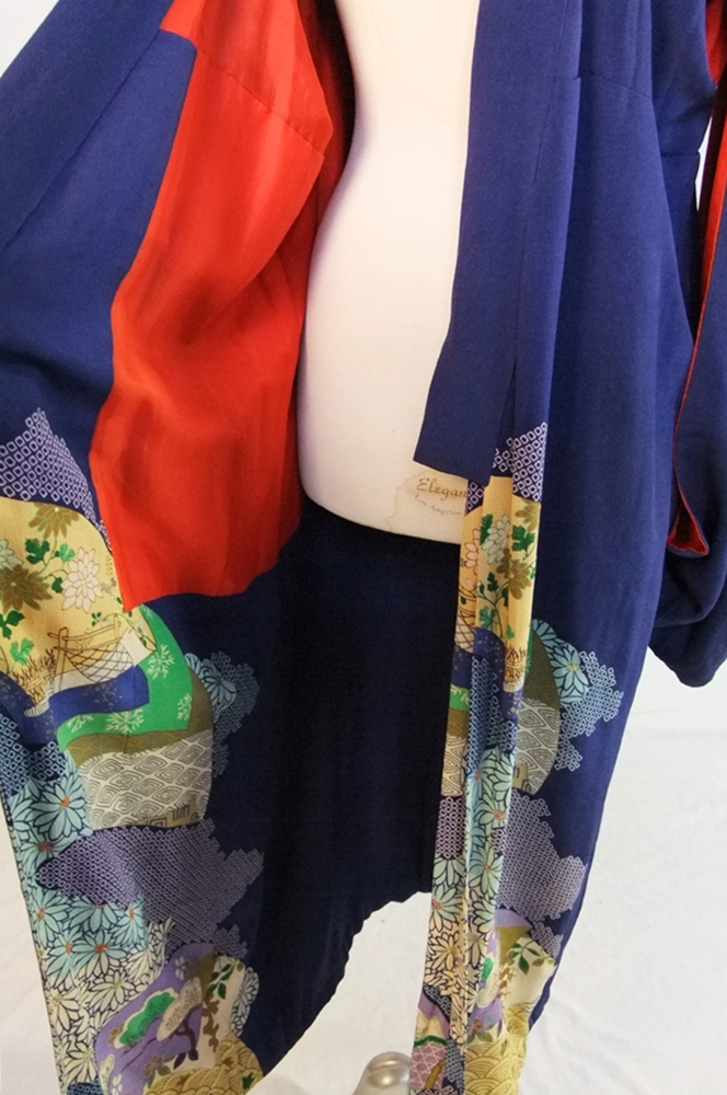 Early 20th Century Japanese Kimono in Midnight blue