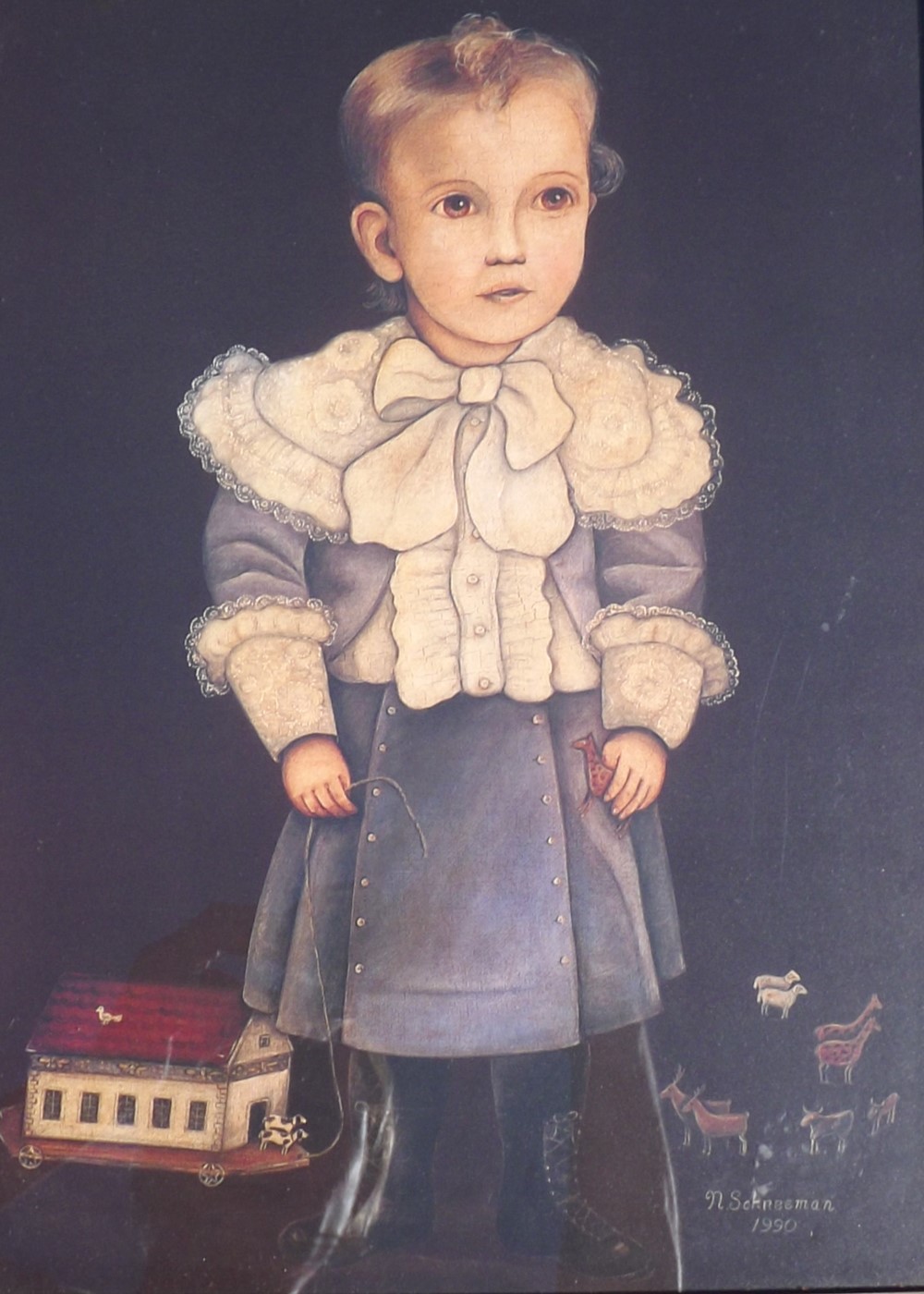 2 Vintage Folk Art Style  Prints