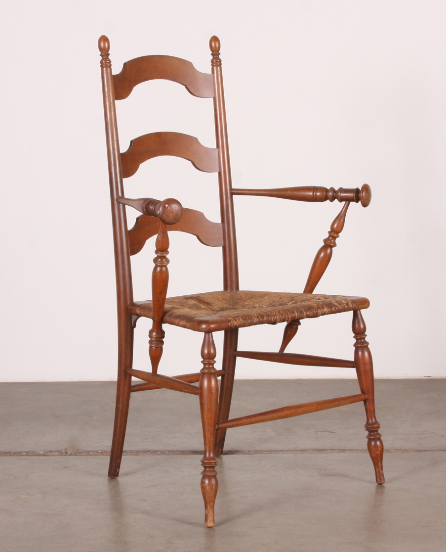 Antique Ladder Back Chair with Rush Seat