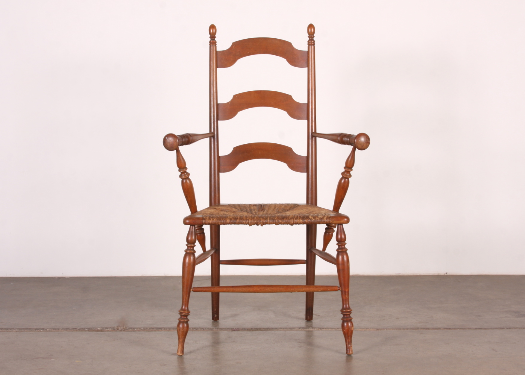 Antique Ladder Back Chair with Rush Seat